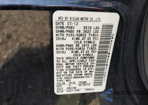 2014 Infiniti Qx70 из США, поврежденный, VIN JN8CS1MW8EM410917